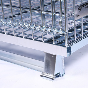 Chất Lượng Cao Hậu Cần Đóng Mở <span class=keywords><strong>Stackable</strong></span> Kim Loại Pallet Dây Thép Lưới Container Lưu Trữ Lồng Cho Kho - Product Image 6