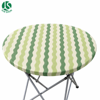 Nappe de table ronde ajustée en PEVA à rayures ondulées, avec dos en flanelle, imperméable, bord élastique, pour camping et pique-nique en extérieur, facile à nettoyer, réutilisable