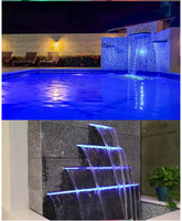Vente en gros de cascade de piscine descente d'eau de fontaine pour piscine de jardin extérieur cascade de fontaine ABS avec bande lumineuse LED