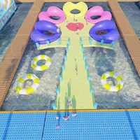 Parc aquatique gonflable commercial avec parcours d'obstacles et plage flottante pour activités aquatiques