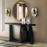 Console moderne de luxe en or entrée couloir salon Villa coin irrégulier ovale portail Console améliorant l'esthétique de