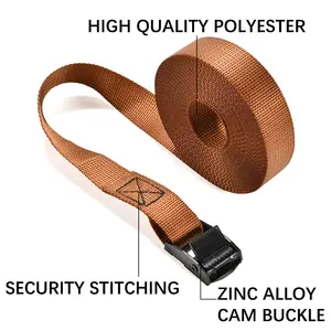 New Arrival 1inch 25mm Coffee Color Cargo Lashing Strap Cam Buckle Tie Down Strap With Metal Cam Lock Buckle