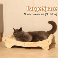 Pawstar Lit-griffoir ergonomique pour chat en bois de pin massif et panneau MDF avec sisal, pour le tranchage des griffes, 60 cm, Vente en gros OEM