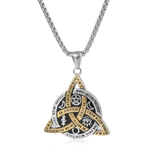 Yunnique-collar con colgante triangular celta vikingo de acero inoxidable para hombre, diseño geométrico, símbolo de estrella y luna, regalo de joyería de moda - Product Image 1
