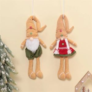 Juego de 2 gnomos decorativos para manijas de puerta con camisa a cuadros y sombrero de paja para decoración festiva navideña - Product Image 1
