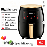 Penggorengan Udara Digital Touch 6L 900/1400W Pesanan Grosir OEM Kustomisasi Pabrik Kustomisasi Warna dan Kemasan