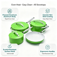 Ensemble de casseroles et poêles en aluminium moulé sous pression de qualité supérieure avec revêtement antiadhésif en céramique pour la cuisine à domicile