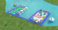 Parc aquatique flottant géant avec trampoline, toboggans et défis d'escalade pour adultes, complexes hôteliers et centres de sports nautiques