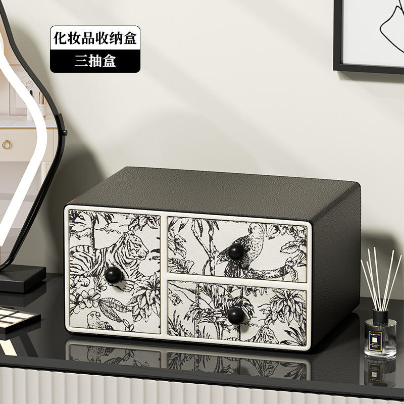 Tres cajones-bosque primitivo-caja de almacenamiento de cosméticos