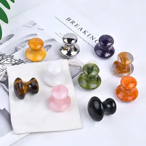 Hete Verkopende Rozenkwarts Gezicht Huid Strakker Jade Guasha Gezicht Schrapen Massager Paddestoelvorm Crystal Stone Eye Gua Sha Tool