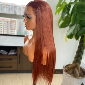 Pelucas Largas y Sedosas de Color Rojo <span class=keywords><strong>Cobrizo</strong></span> Marrón, <span class=keywords><strong>Cabello</strong></span> 100% Humano, Peluca Frontal de Encaje Transparente 13x4 13x6, Compras en Línea en Aliexpress - Product Image 3