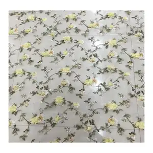 Wholesale 100% polyester embroidered flower organza fabric for dress