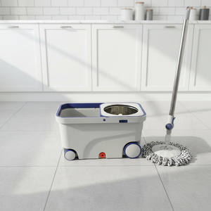 Ensemble serpillière rotative et seau en microfibre à double entraînement avec roues, système de nettoyage essoreur sans lavage à la main - Product Image 3