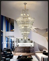 Lustre d'escalier élégant haut de gamme ; Centre de table luxueux pour salon ; Plafonnier LED en fer forgé doré avec cristaux K9