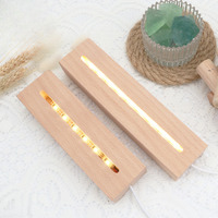 Base de lampe de nuit en bois rectangulaire moderne personnalisable DIY, lampe LED 3D créative pour chambre à coucher, rechargeable par USB, à intensité variable, blanc chaud 3500K