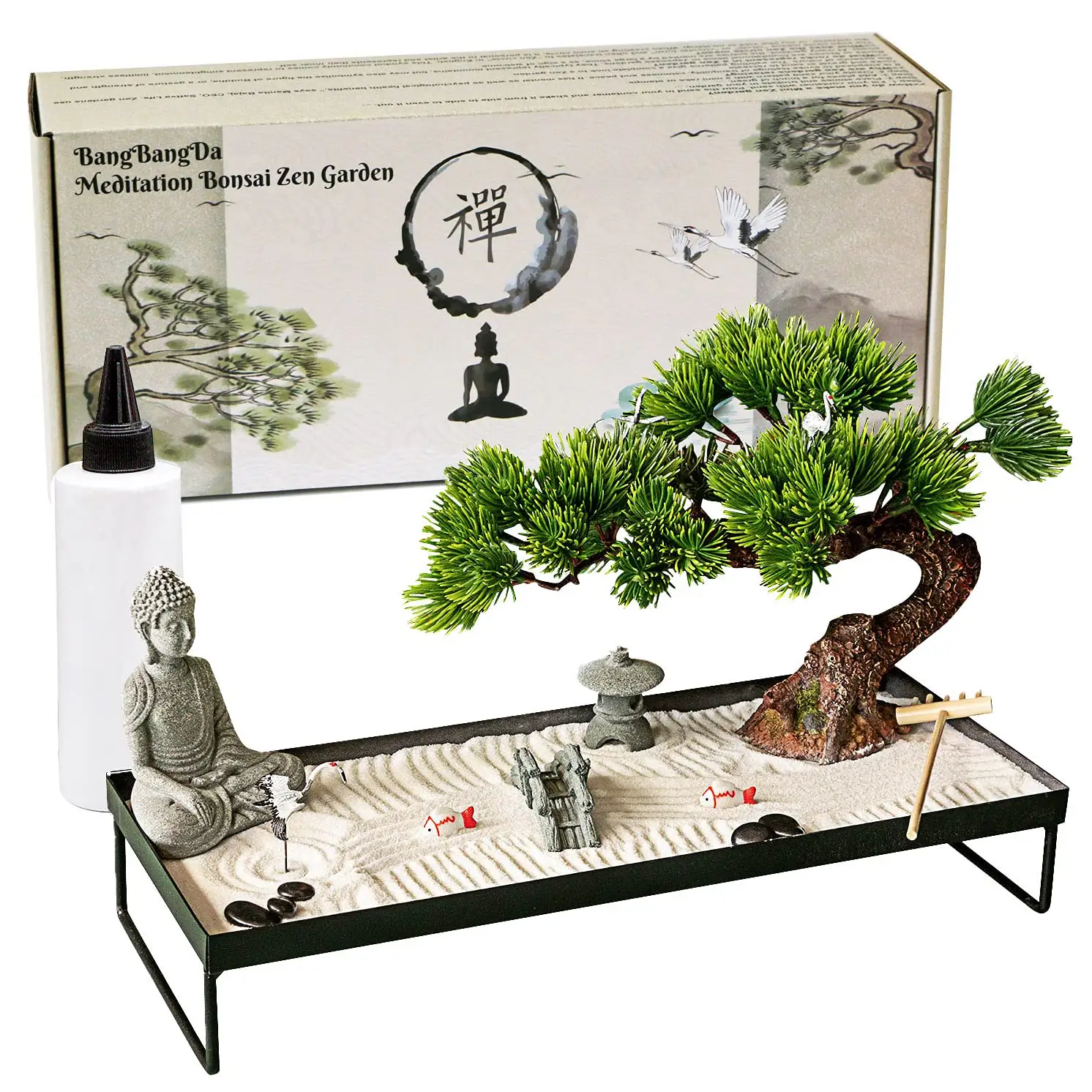 Japanese Zen Garden Meditation Decoration air plant bonsai grow plant kit with slate plant markers