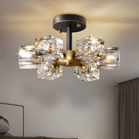 Lustre en cristal de luxe nordique, moderne et simple, pour bureau, chambre à coucher, couloir, allée, lampe de plafond créative et personnalisée
