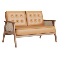 Ensemble table à manger moderne en bois massif et chaises en cuir, banquette durable en PU pour café et restaurant