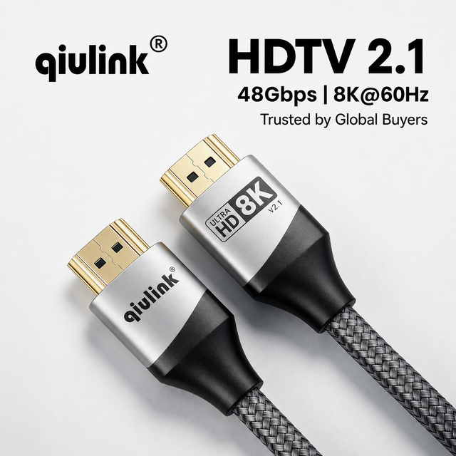 Qiulink HDMI 2.1 Cable 8K Ultra HD 48Gbps 4K 60Hz HDR High Speed for TV Laptop Projector