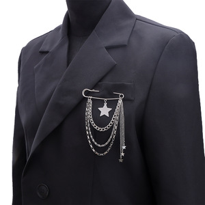 เข็มกลัดรูปหัวกะโหลกใยแมงมุมหมีมุกดาวสไตล์ฮิปฮอปแบบยุโรปอเมริกัน  เครื่องประดับแฟชั่นสำหรับทุกเพศ  ทำจากโลหะผสมสังกะสี  พร้อมพู่ห้อยโซ่  เหมาะสำหรับงานปาร์ตี้ - Product Image 5