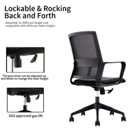 Chaise de bureau ergonomique moderne en maille noire à dossier court, réglable en hauteur et inclinable, pour salle de conférence, visiteur, ordinateur – Vente en gros à prix réduit