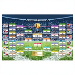 <span class=keywords><strong>Calendrier</strong></span> mural de football 2026 pour affiches, drapeaux d'équipe et conception de tableaux, impression sans plis, pour la décoration de la maison, des bars et des fêtes - Product Image 1