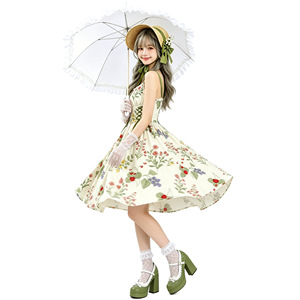 Vestido de Verano con Estampado Floral, Corte en A, Sin Tirantes, Cintura Natural, Estilo Hepburn de los Años 50, para Uso Diario - Product Image 2