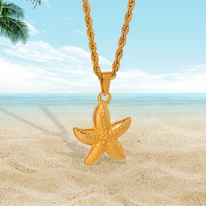 Pendentif plaqué or en acier inoxydable en forme d'étoile de mer, surface polie, style personnalisé, design minimaliste pour femmes - Product Image 6