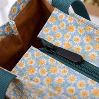 Sac fourre-tout imperméable à imprimé floral à carreaux, taille moyenne, doublure TC, taille personnalisée pour les trajets quotidiens et les repas