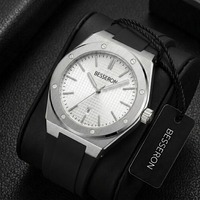 Jam Tangan Pria BESSERON, Mesin Miyota, Tali Karet, Fungsi Kalender, Kasual Bisnis, Tahan Air 30M