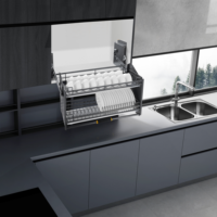 Galaxy besi tahan karat kabinet tarik pengangkat Modern keranjang logam Lift penyimpanan nyaman Platform tarik untuk dapur