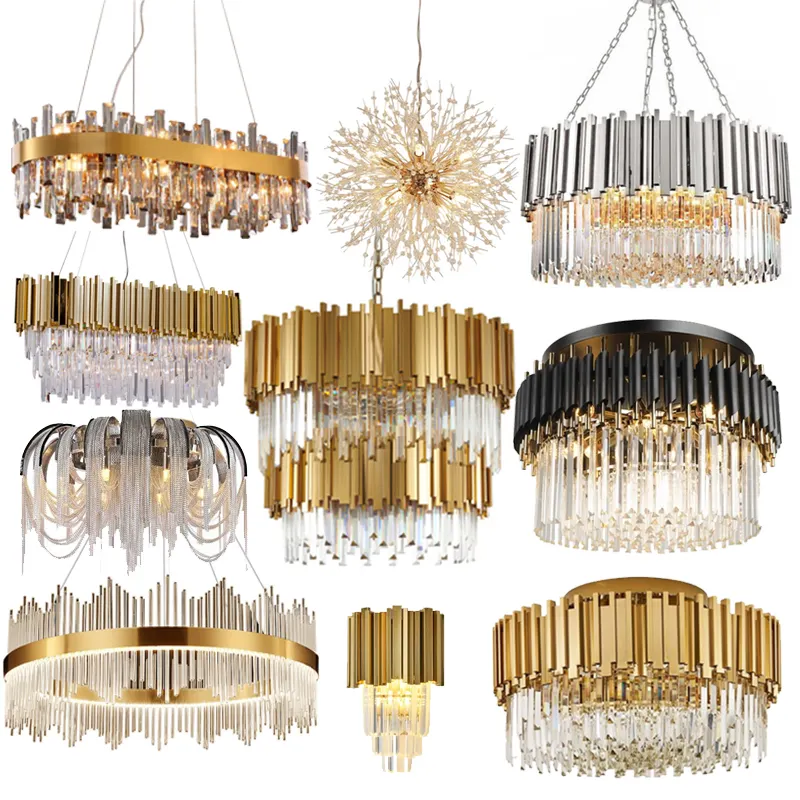 Light Luxury Post-modern Chandeliers K9 Crystal Pendant Light Guzhen Hanging Lightsdecorative Lighting