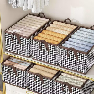 صندوق تخزين قماشي مستطيل قابل للطي موفر للمساحة، متين وأنيق وعصري لتنظيم الملابس في غرفة النوم والخزانة - Product Image 3