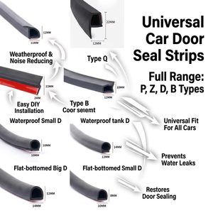 Tira de Sellado de Goma Autoadhesiva Universal Tipo P/Z/D/B, Insonorizante, Reductora de Ruido, para Autos y SUV - Product Image 1