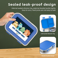 Oumeng School Boîte à lunch pour enfants Boîte à lunch bento en acier inoxydable réutilisable et étanche à 3 compartiments pour enfants
