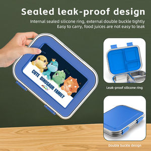 Fiambrera escolar Oumeng para niños, reutilizable a prueba de fugas, 3 compartimentos, fiambrera Bento de acero inoxidable para niños - Product Image 4