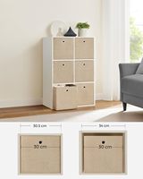 SINCERE Sable Beige Non-Tissé Tissu Boîtes De Rangement Ensemble 6 Pièces Organisateur Cube Étagère Poignées 30X30X30 cm Boîtes De Rangement