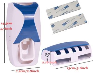 2 Pcs Eco-Friendly Plastic Square Bathroom Set Wall-Mounted Automatic <b>Toothpaste</b> Squeezer Toothbrush <b>Holder</b> 5-Slot Waterproof - Product Image 6