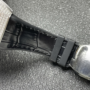 Luxurious Moissanite Cask-shaped Men's Automatic Mechanical <b>Watch</b> Sapphire Crystal <b>Black</b> Leather Strap V45 Series High Quality - Product Image 5