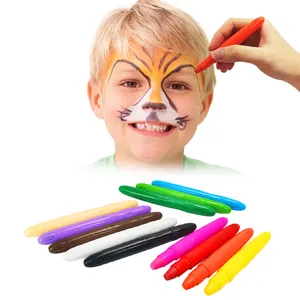 KHY Free Sample Washable Kids Children Twist Up Silky Gel Skin Stick England Body Art Bodi 12 Pcs Face Paint And Crayon Pen Set