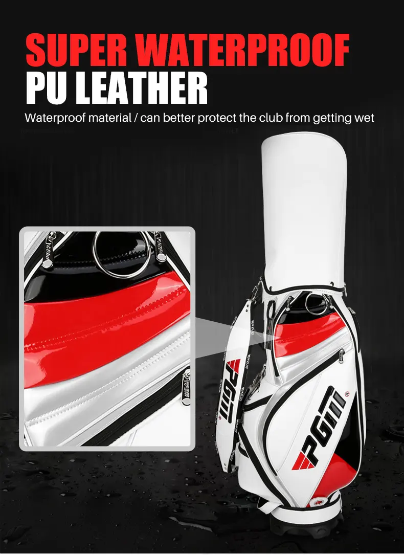 PGM QB015 PU Leather Golf Tour Staff Bag Custom Waterproof Golf Bag For Men
