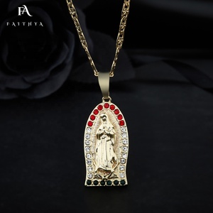 Colgante de Oro de 18K con moissanita de Guadalupe, joyería religiosa, colgante de <span class=keywords><strong>la</strong></span> Virgen María, FP1082, 2022 - Product Image 1