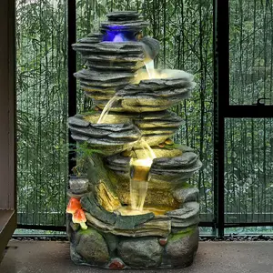Fontane Creative a cascata Rockery di grandi dimensioni con decorazioni da giardino in fibra di vetro fontana d'acqua all'aperto