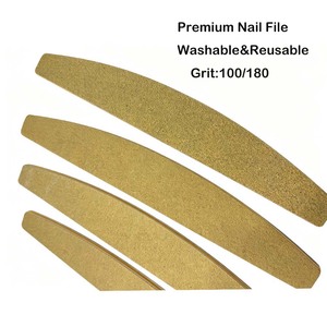 Lime à <span class=keywords><strong>ongles</strong></span> Amilay Premium Gold en papier de verre, grain 100/180, forme demi-lune, lavable, réutilisable, pour manucure, vente en gros, OEM, logo personnalisé - Product Image 2