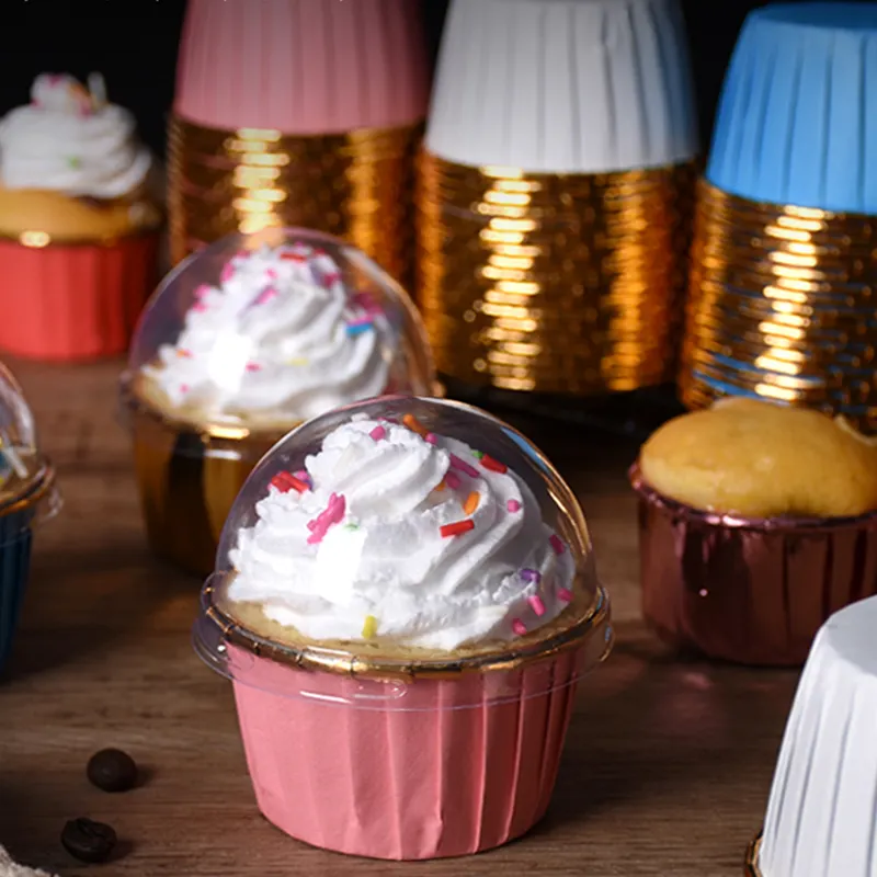 Vente en gros de papier pour cupcakes personnalisé Vente en gros Jante roulée Doublures pour muffins cupcakes Papier d'aluminium Gobelet de cuisson pour gâteaux