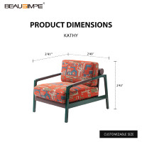 Tissu rouge de luxe de haute qualité Kathy Lounge Loisirs Fauteuil simple Design réglable modulaire pour meubles de salon de chambre à coucher