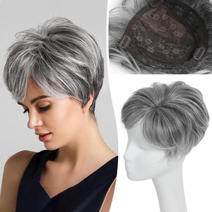Peluca Bloque de pelo Reparación de cabeza para mujer Fibra química Corto rizado Cubierta de volumen adicional - Product Image 1
