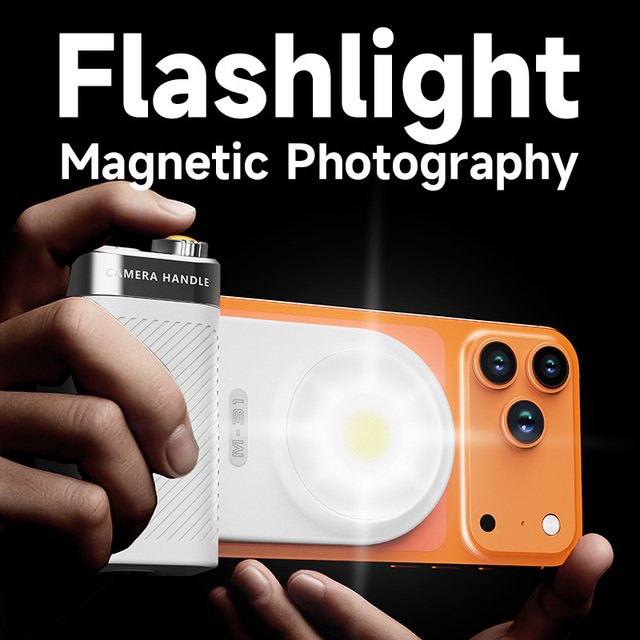 Magnetic Phone Camera Shutter Grip with Selfie Light for Selfie Photography Anti-Drop Detachable Wireless Shutter Button