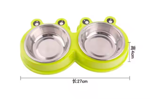 도매 귀여운 개구리 디자인 휴대용 플라스틱 애완 동물 먹이 그릇 사랑 스타일 여러 색상 뜨거운 판매 개 먹는 고양이 물 그릇 - Product Image 6