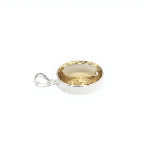 925 Sterling Silver Natural <b>Citrine</b> Oval Gemstone <b>Pendant</b> Handmade Luxury Fine Jewelry Manufacturer Jaipur India - Product Image 3